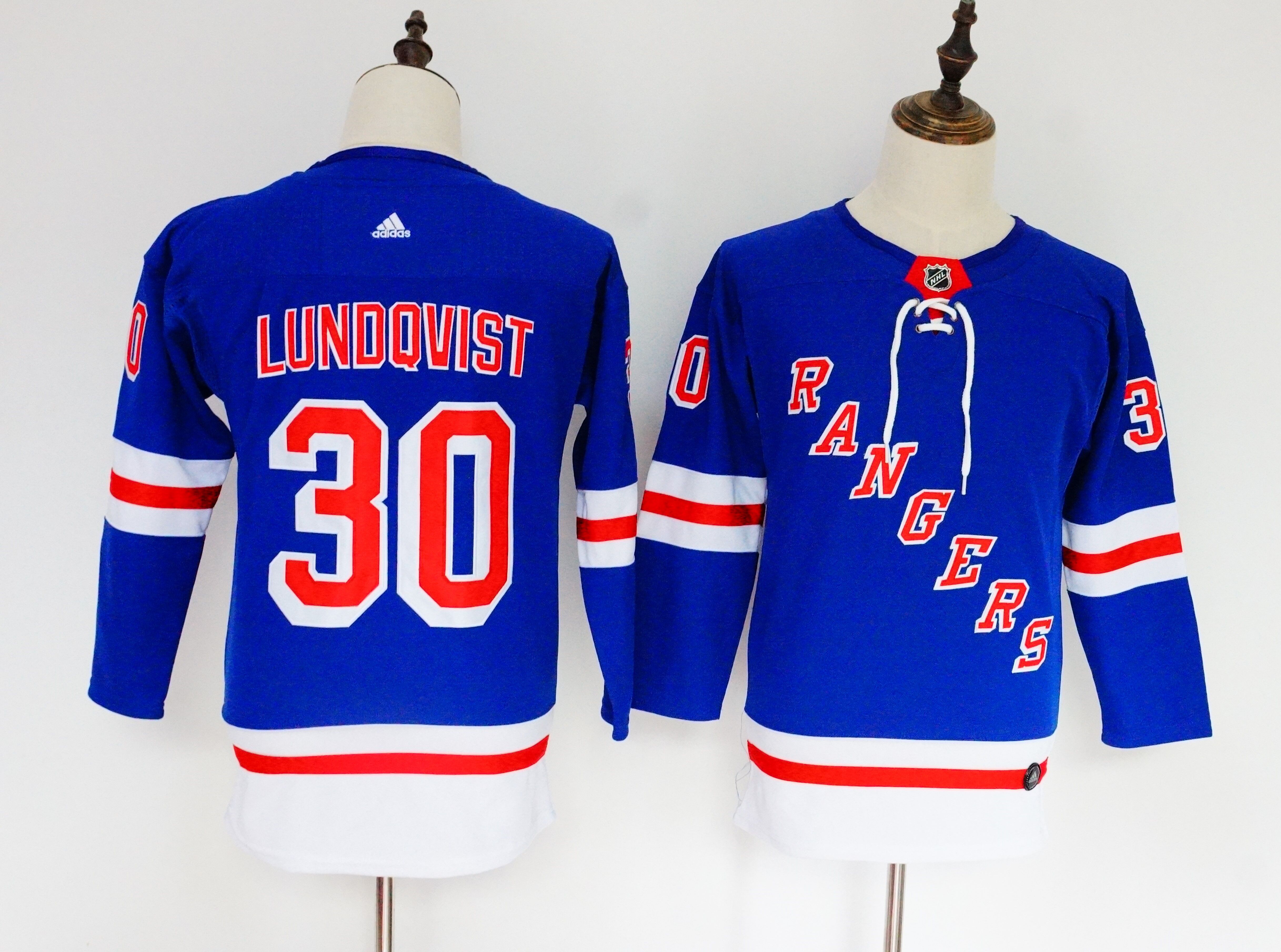 Women New York Rangers #30 Lundqvist Blue Hockey Stitched Adidas NHL Jerseys